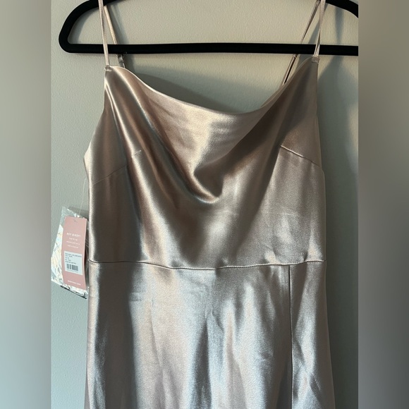 NWT Birdy Grey Lisa Long Satin Taupe Dress Size Medium - Picture 5 of 8